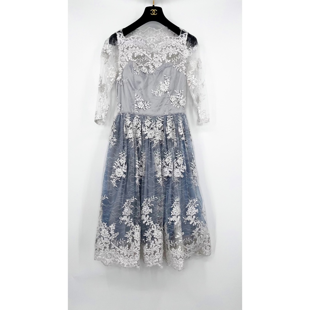 Chichi London Blue & White Lace Size XS Dress